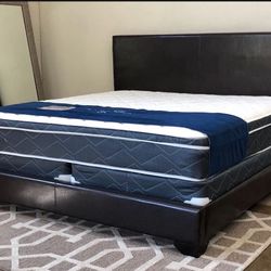 NEW TWIN FULL QUEEN KING SIZE BED WITH 13 Inch PILLOWTOP MATTRESS AND BOXSPRING INCLUDING FREE DELIVERY 
