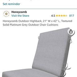 Grey Outdoor Chair Cushions - 6 Available