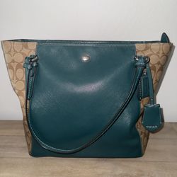 COACH TOTE GREEN Brown GUC