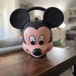 Vintage Walt Disney Mickey Mouse Head Aladdin Hard Plastic Lunch Box No Thermos