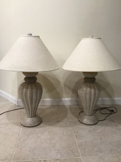 Side End Table Lamps Beige Neutral Ceramic Lamp Shade