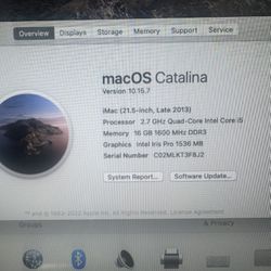 iMac 21.5” (Late 2013) – 16GB RAM / 1TB – Works Great – $180 OBO