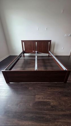 SONGESAND
Bed frame, brown/Luröy, Queen