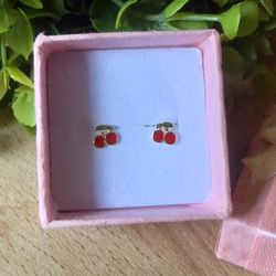 Cherry 🍒 Stud Earrings Sterling Silver 925 