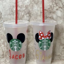 Mickey Minnie Custom Starbucks Cup