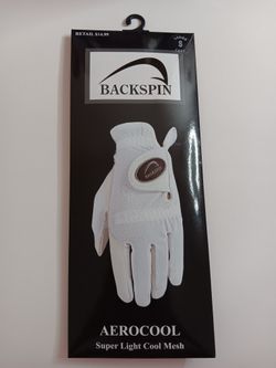 New In Package BACKSPIN Aerocool Super Light Cool Mesh Ladies Women's Left Hand Golf Golfing Glove White Size S