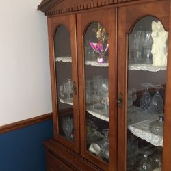 China Cabinet W/ Dishes
