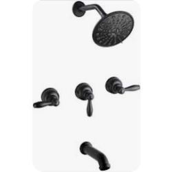 Tub Shower Faucet Set Valve Included 6-Inch Rain Shower Head Tub Spout and Triple handle