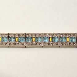 Antique https://offerup.com/redirect/?o=QS5sLmwuQ08= Link Bracelet With Rhinestones Art Deco Era