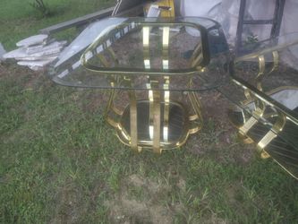 Glass Top End Table with Gold Metal Base