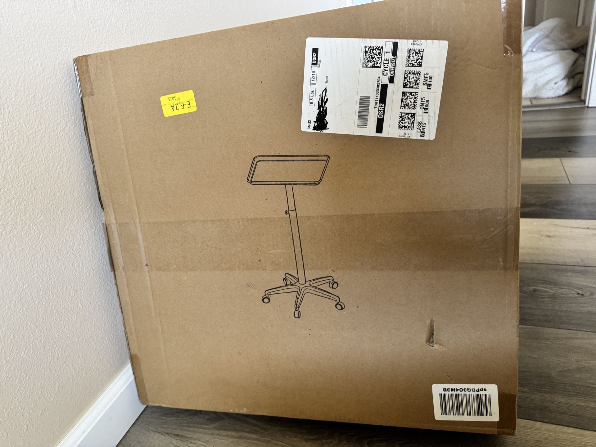 Brand new unopened metal tray on wheels