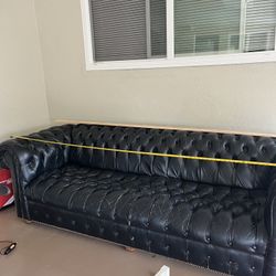 Black Faux Leather Chesterfield Sofa
