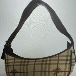 Authentic Burberry Shoulder Canvas/Leather Bag