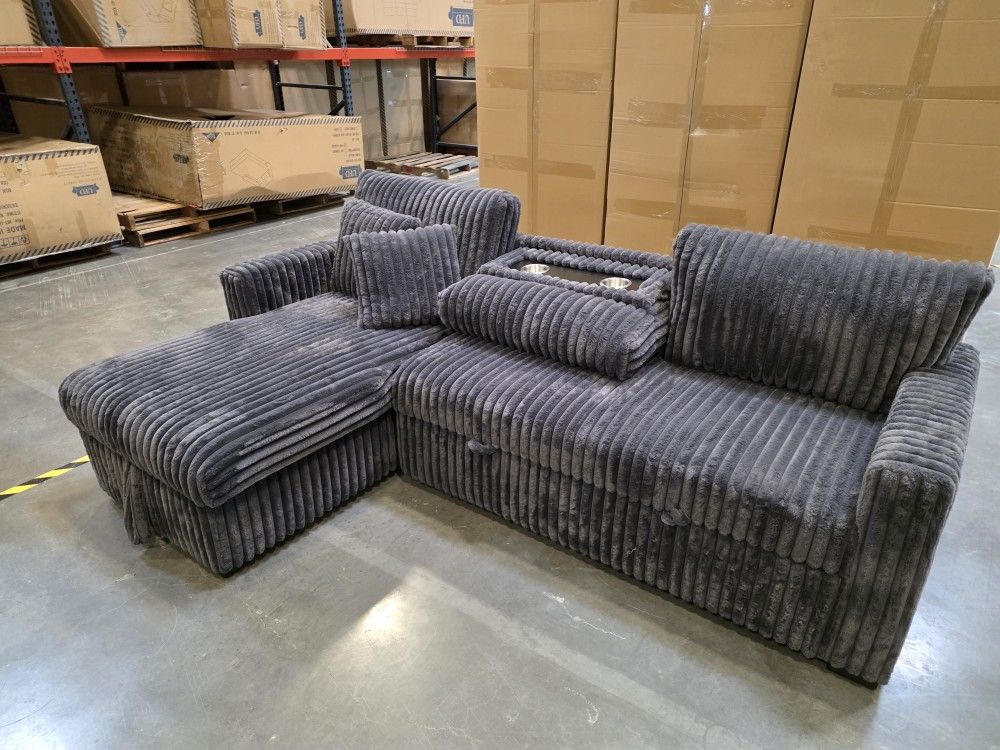 Sectional Sofa Pull Out Bed With Storage ( Delivery Included)