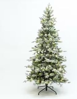 6.5-Foot PreLit Pine Artificial Christmas Tree with Frosted Green Branches with Stand