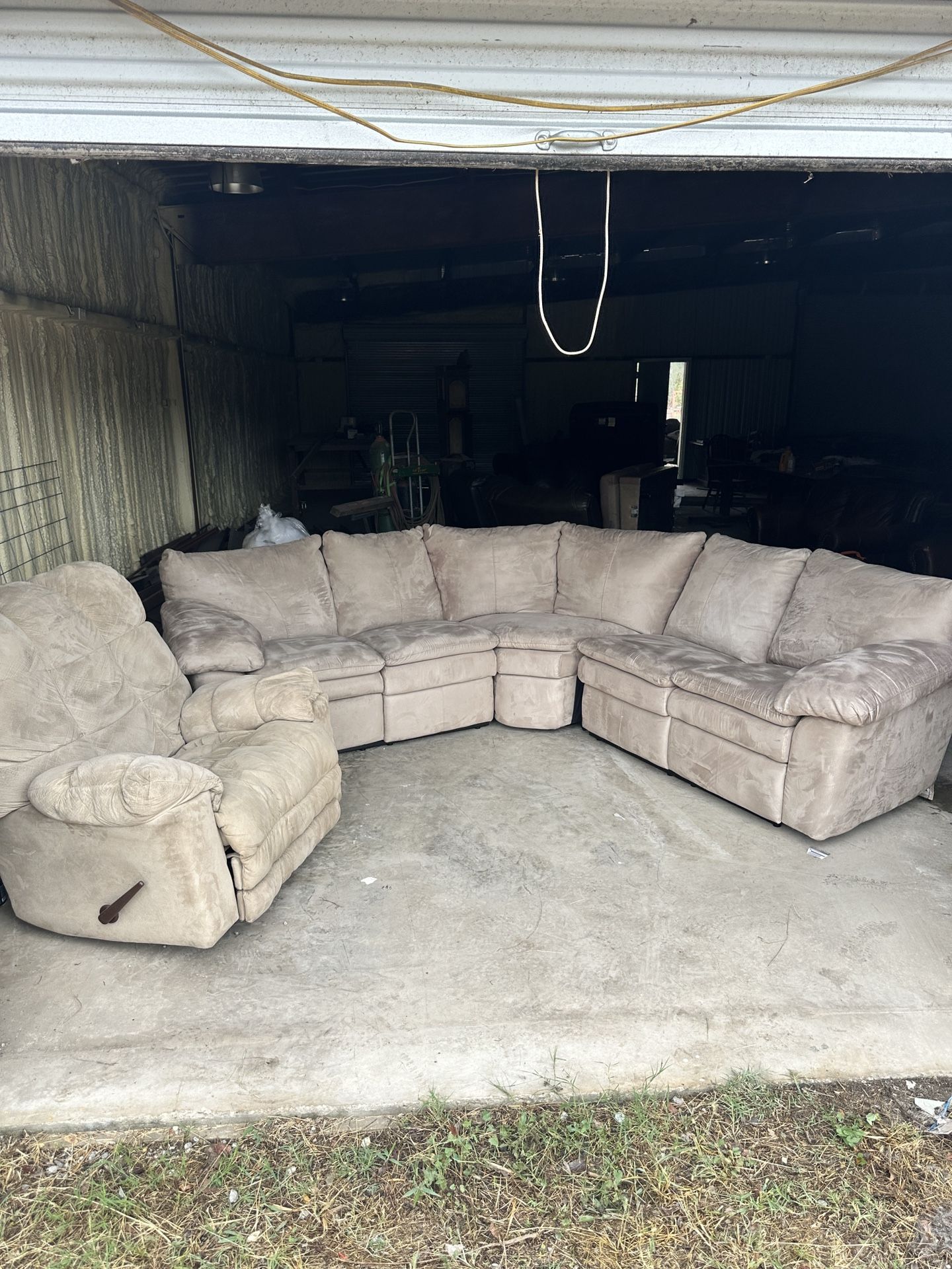 light beige microfiber sectional