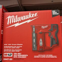 Milwaukee new 3/8” crown stapler m12