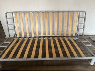 Ikea bed metal frame with wooden slats