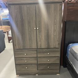 Brown 6- Drawer Closet With Shelves