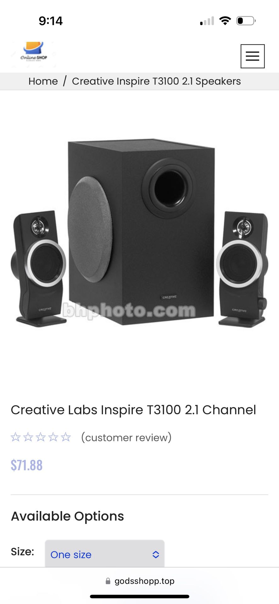 Computer Speakers, Sound System - Creative Labs, Inspire T3100, 2.1 Channel - with Subwoofer