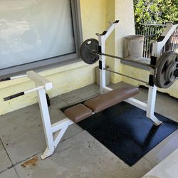 Barbell Weight Bench And Bar 265 LBS Set