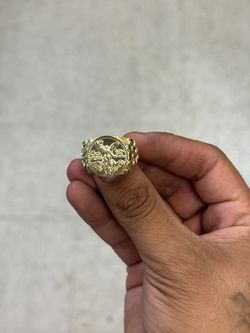 14K 925 Yellow Gold Large Centenario Ring