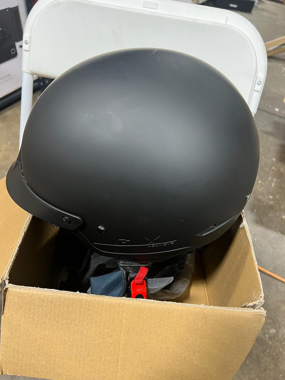 GLX M14 Cruiser Scooter Motorcycle Half Helmet with Free Tinted Retractable Visor DOT Approved (Matte Black, Medium)