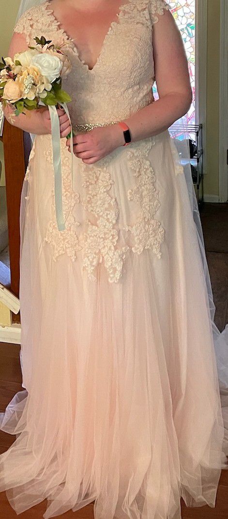 Size 16 Blush Pink Wedding Dress- NWT