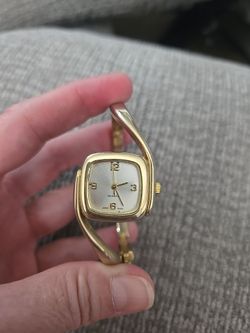 Gold-Tone Quartz Bangle Watch