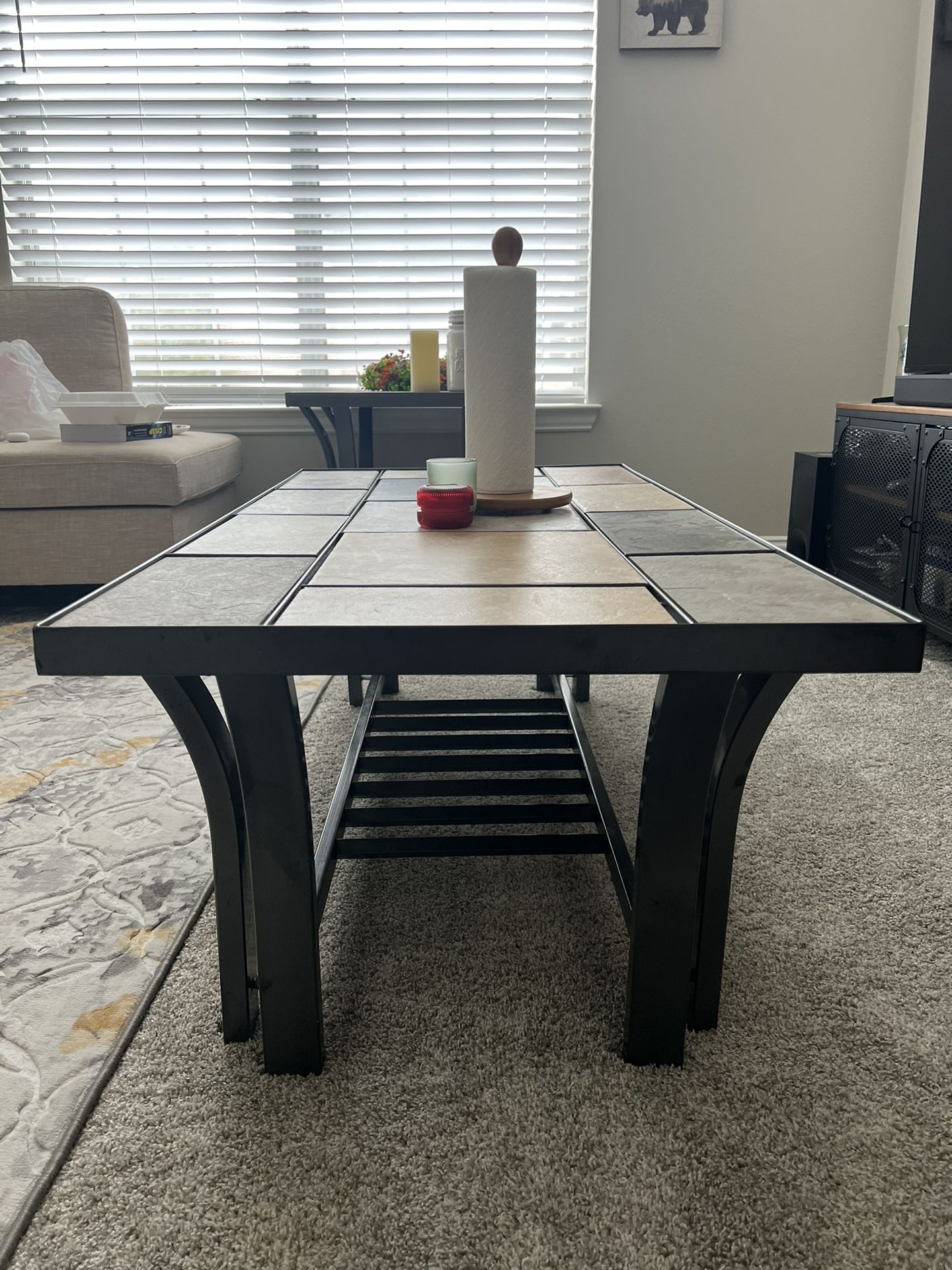 Coffee Table And End Table With Removable Tiles