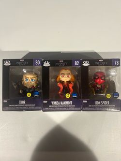 Funko Minis Marvel Infinity Saga GITD 3-Pack Thor #80 Wanda #82 Iron Spider #78