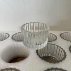 12 Pack 2 Inch Clear Glass Votive Tealight Candle Holders, Small Ribbed Tea Light Holders for Table Centerpiece, Home Decor and Party Supplies (Ribbed