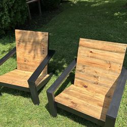 (2) Handmade Modern Adirondack Chairs. 50$ per chair. 24” wide seat.