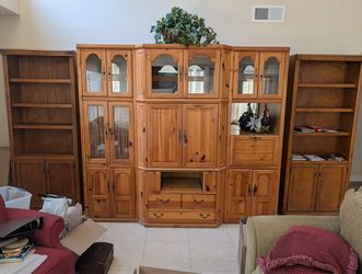 Entertainment center cabinets and bookshelf