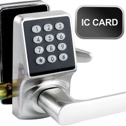 Smart Lock with Keypad,Digital Keypad Door Lock with Handle,Combination Door Lock by Passcode Door Lock/IC Card Keys/USB Backup,Digital Keyless Door L