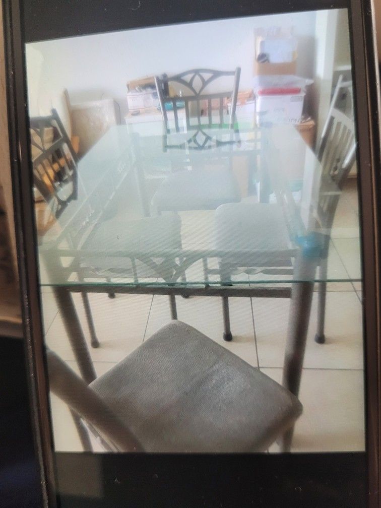 Dinner Glas.& Metal Table l X 4 Chairs. Rectangular Shape.60x37",All Products : American Fashion Style Bags On Sale