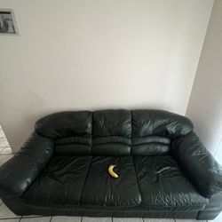 Dark Green Leather Couch
