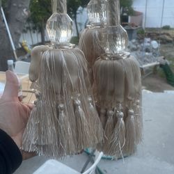 Curtain Ties   Set Of 3  Ivery light Gold Silvery  Each One Is $20  Brand New 