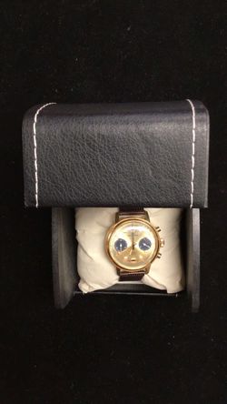 Wakkman Gold Tone Chronograph Watch with Brown Strap