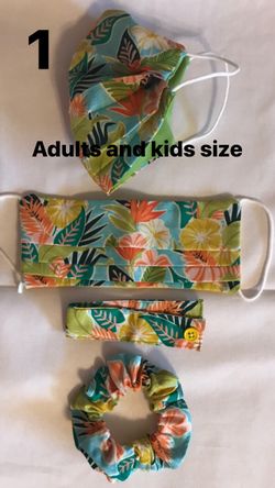 Face Mask Double layer with filter pocket and Ear savers and scrunchies