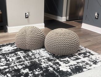 Solid Beige round Pouf