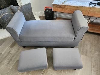 Velvet grey Storage Bench ottoman
