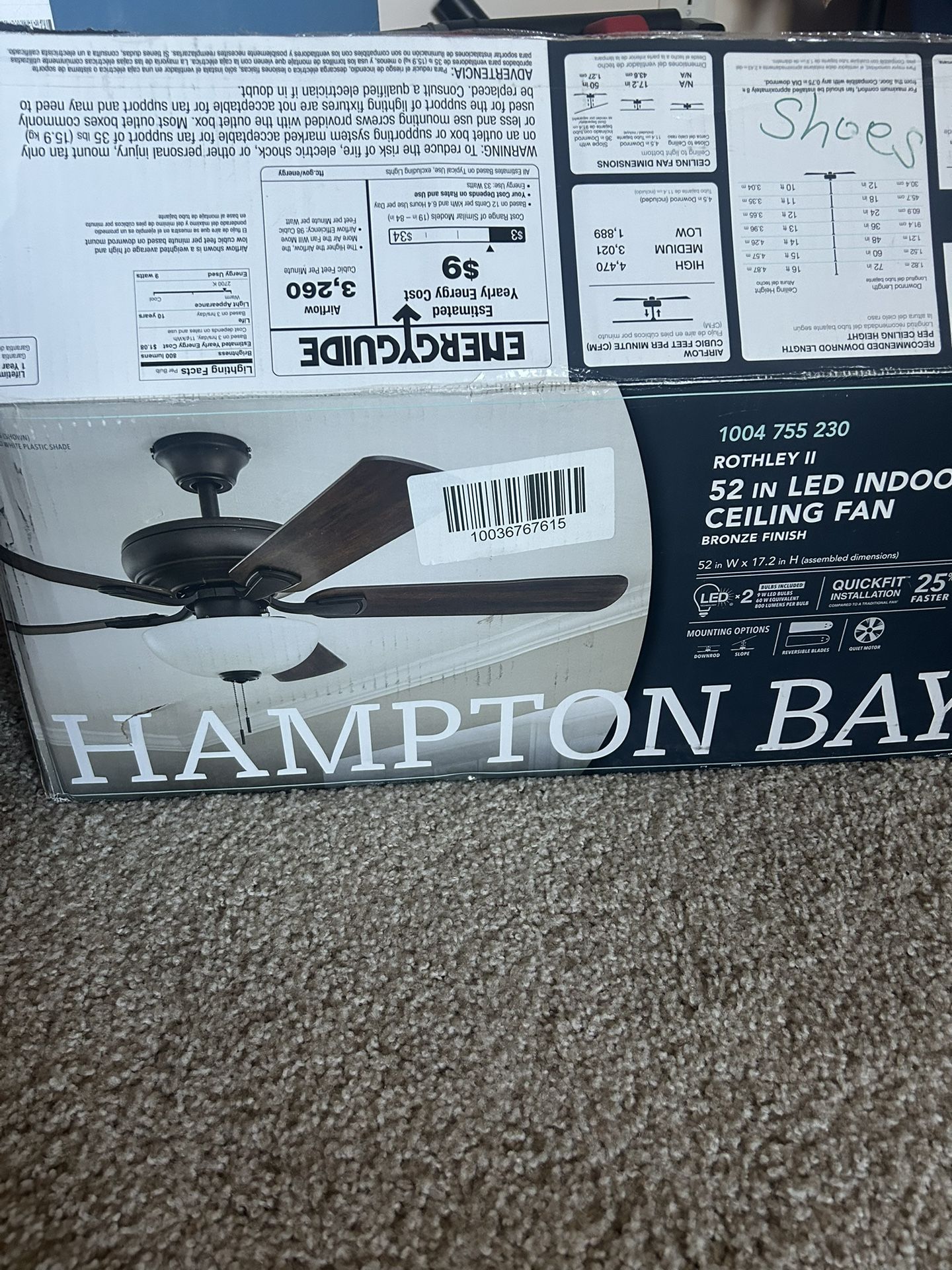 Ceiling Fan 52in Assembled