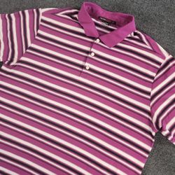 Nike Dri-Fit Golf Polo Tiger Woods Collection Purple Striped Sample Mens Large