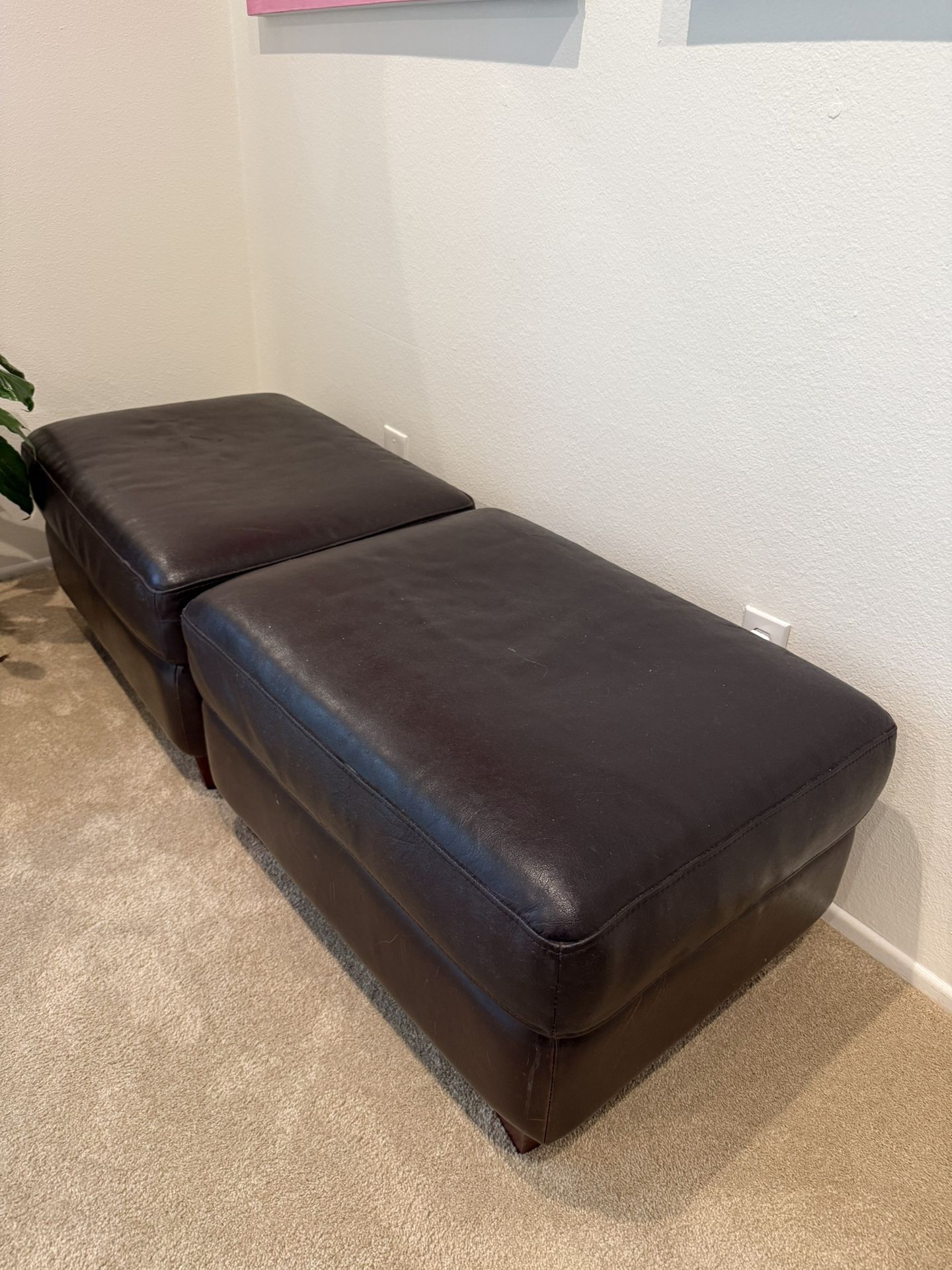 Brown Leather Ottoman X 2