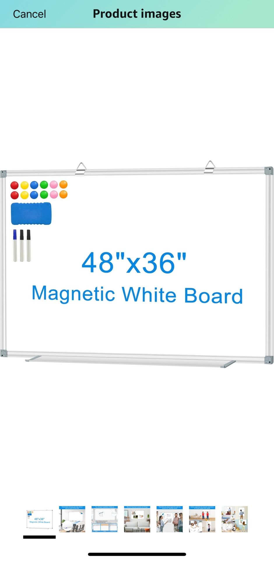 White Board Dry Erase Whiteboard for Wall 48" x 36" Aluminum Presentation Magnetic Whiteboards