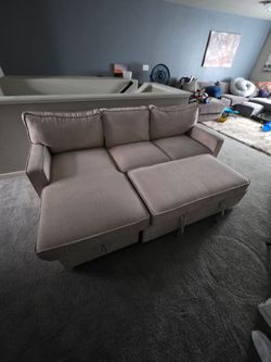 Wafair- Finkle 89" Upholstery Sleeper Sectional Sofa with Storage Chaise, Sleeper Sofa Bed with USB port, 2 cup holders on back cushion