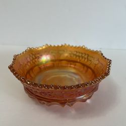 1910 Northwood Grape & Cable Iridescent Marigold Carnival Glass Bowl