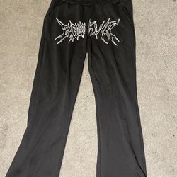 Manfinity Men's XL Black Sweat Pants Drawstring Waist Y2K Streetwear Joggers