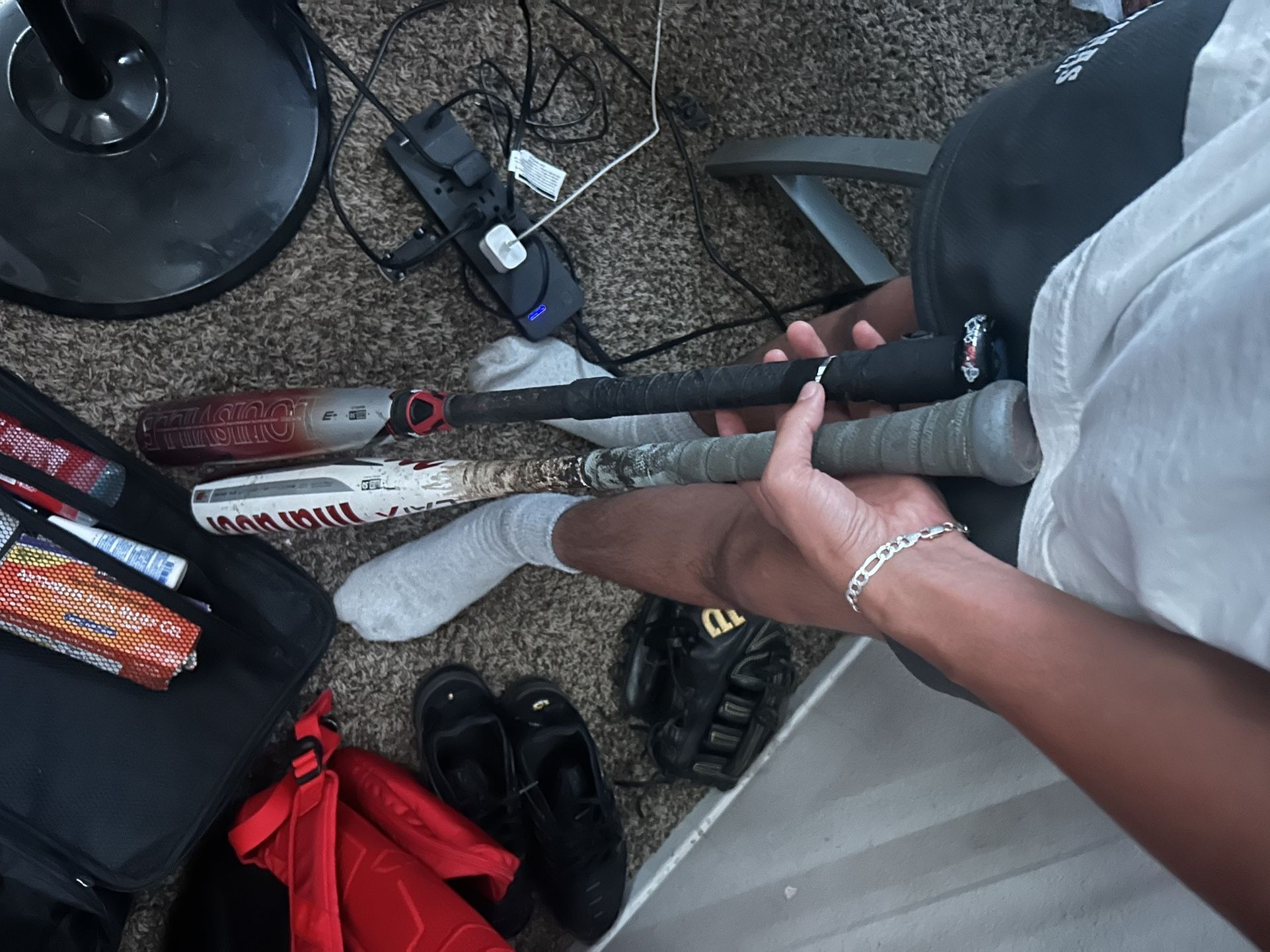 2 Baseball Bats With Catchers Gear